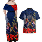 Anzac Day Aussie Mix Maori In Memories Couples Matching Off Shoulder Maxi Dress and Hawaiian Shirt