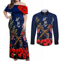 Anzac Day Aussie Mix Maori In Memories Couples Matching Off Shoulder Maxi Dress and Long Sleeve Button Shirt