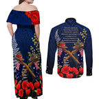 Anzac Day Aussie Mix Maori In Memories Couples Matching Off Shoulder Maxi Dress and Long Sleeve Button Shirt