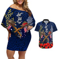 Anzac Day Aussie Mix Maori In Memories Couples Matching Off Shoulder Short Dress and Hawaiian Shirt