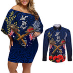 Anzac Day Aussie Mix Maori In Memories Couples Matching Off Shoulder Short Dress and Long Sleeve Button Shirt