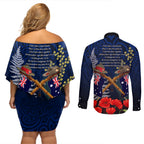 Anzac Day Aussie Mix Maori In Memories Couples Matching Off Shoulder Short Dress and Long Sleeve Button Shirt