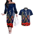Anzac Day Aussie Mix Maori In Memories Couples Matching Off The Shoulder Long Sleeve Dress and Hawaiian Shirt