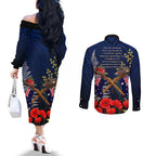 Anzac Day Aussie Mix Maori In Memories Couples Matching Off The Shoulder Long Sleeve Dress and Long Sleeve Button Shirt