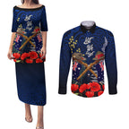 Anzac Day Aussie Mix Maori In Memories Couples Matching Puletasi and Long Sleeve Button Shirt