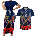 Anzac Day Aussie Mix Maori In Memories Couples Matching Short Sleeve Bodycon Dress and Hawaiian Shirt