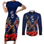 Anzac Day Aussie Mix Maori In Memories Couples Matching Short Sleeve Bodycon Dress and Long Sleeve Button Shirt