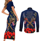 Anzac Day Aussie Mix Maori In Memories Couples Matching Short Sleeve Bodycon Dress and Long Sleeve Button Shirt