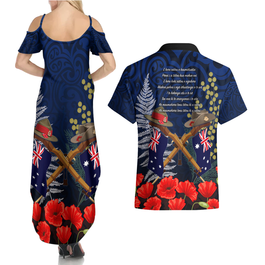 Anzac Day Aussie Mix Maori In Memories Couples Matching Summer Maxi Dress and Hawaiian Shirt