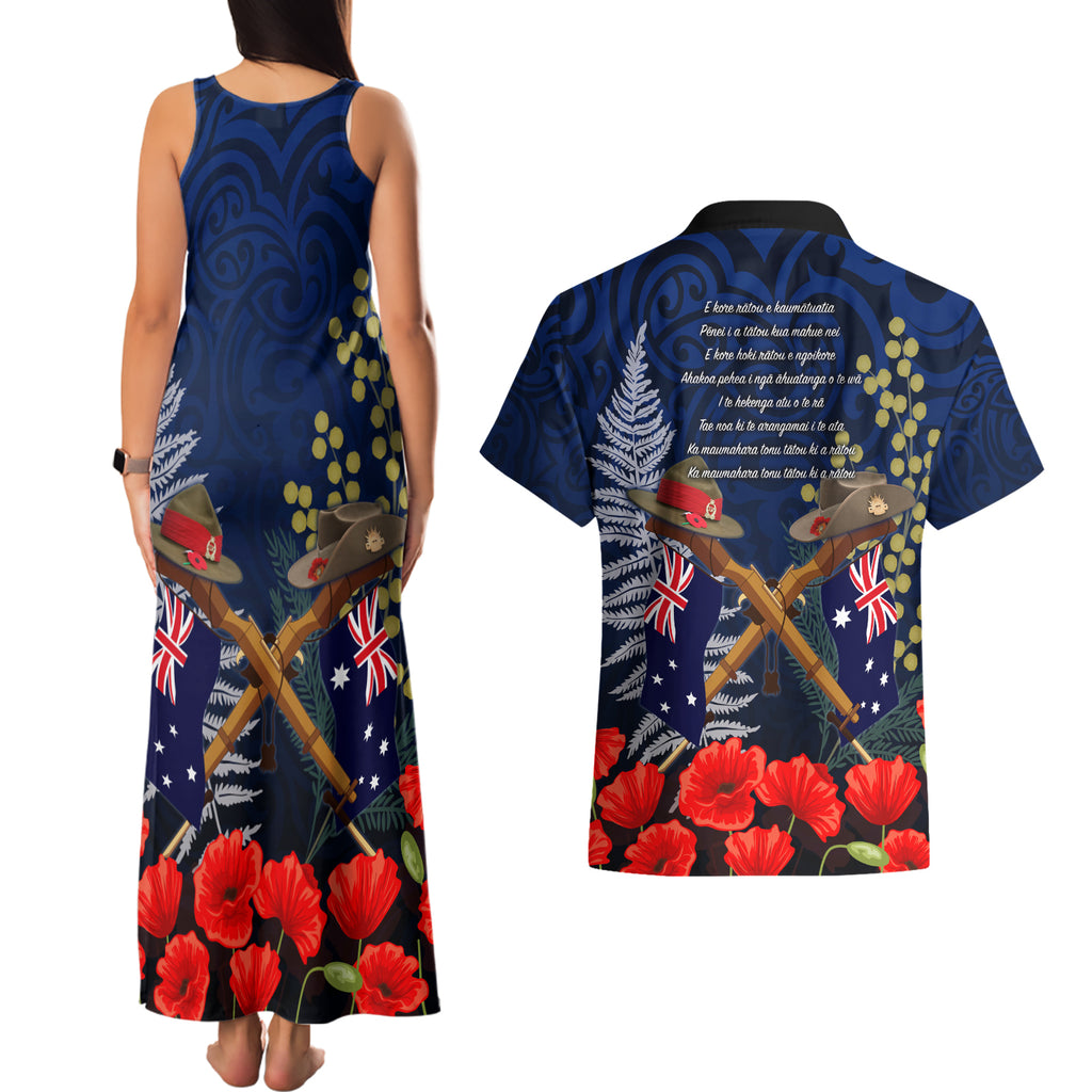 Anzac Day Aussie Mix Maori In Memories Couples Matching Tank Maxi Dress and Hawaiian Shirt