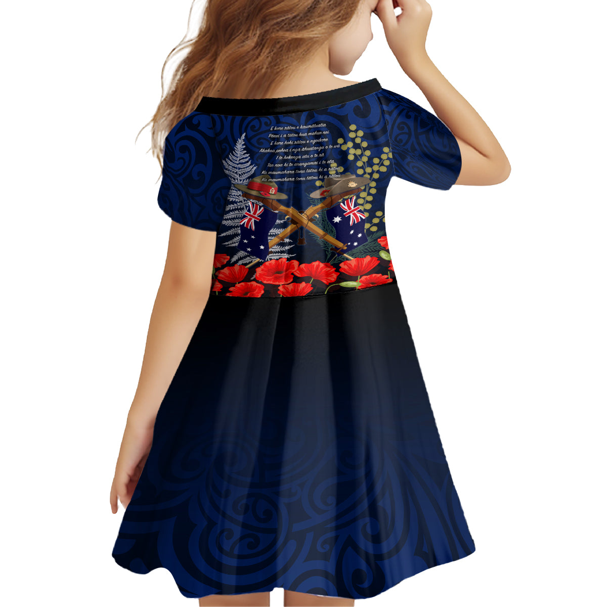 Anzac Day Aussie Mix Maori In Memories Kid Short Sleeve Dress