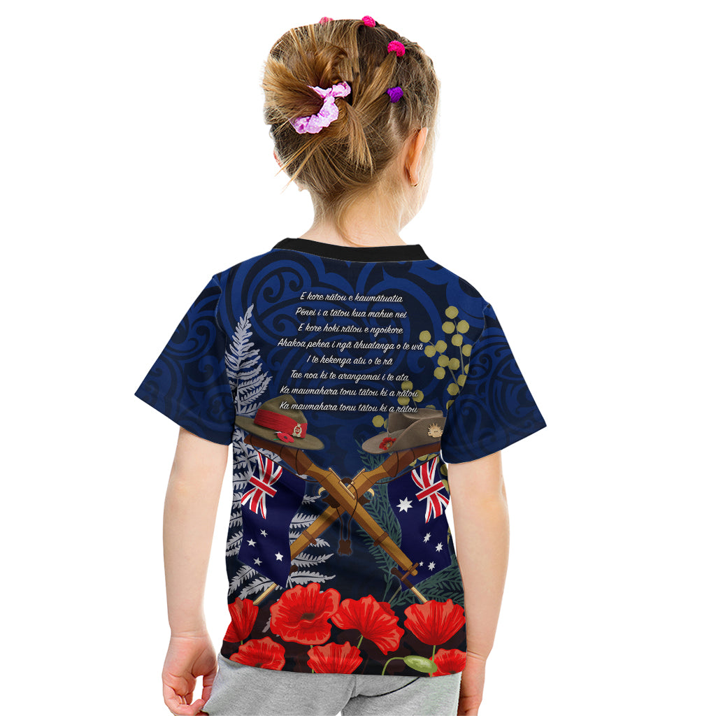 Anzac Day Aussie Mix Maori In Memories Kid T Shirt