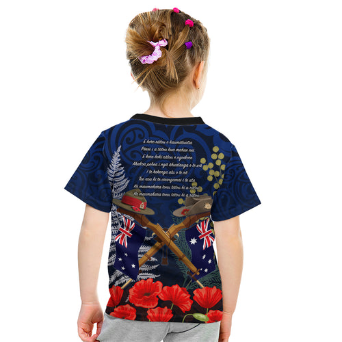 Anzac Day Aussie Mix Maori In Memories Kid T Shirt