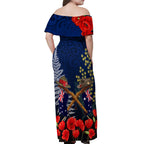Anzac Day Aussie Mix Maori In Memories Off Shoulder Maxi Dress