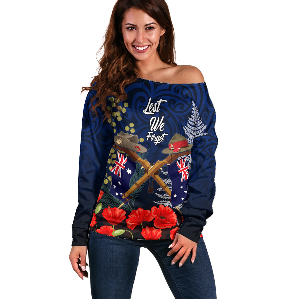 Anzac Day Aussie Mix Maori In Memories Off Shoulder Sweater