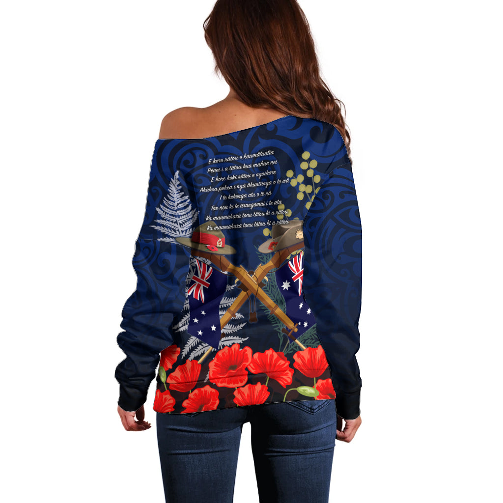 Anzac Day Aussie Mix Maori In Memories Off Shoulder Sweater