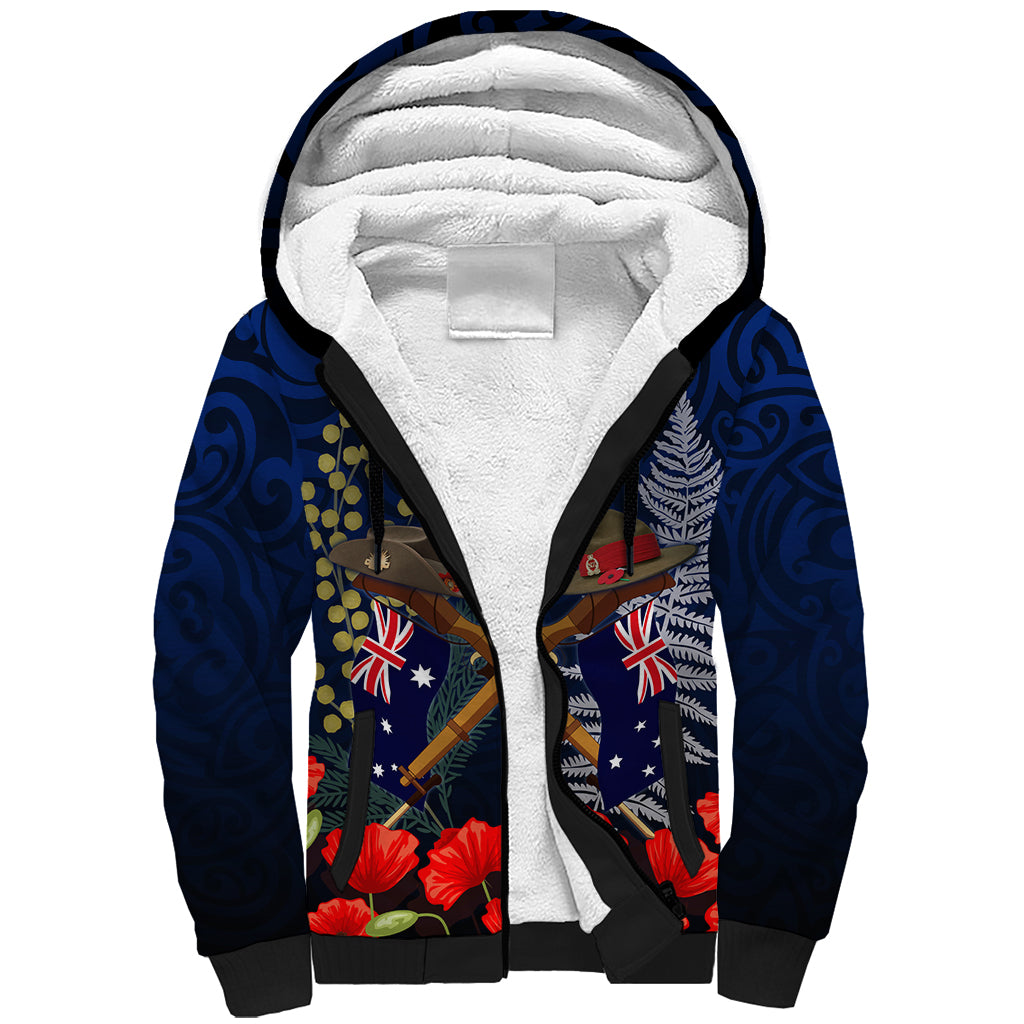 Anzac Day Aussie Mix Maori In Memories Sherpa Hoodie
