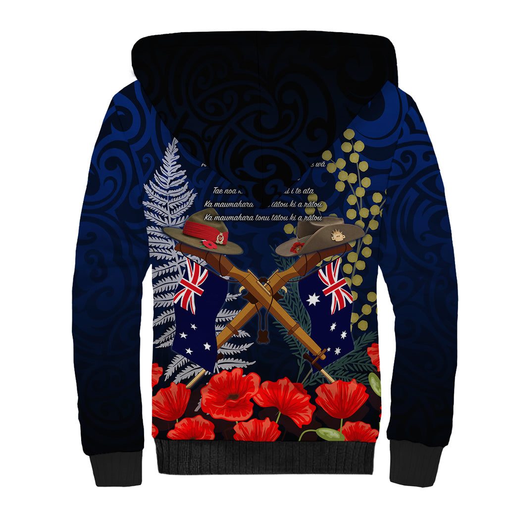 Anzac Day Aussie Mix Maori In Memories Sherpa Hoodie