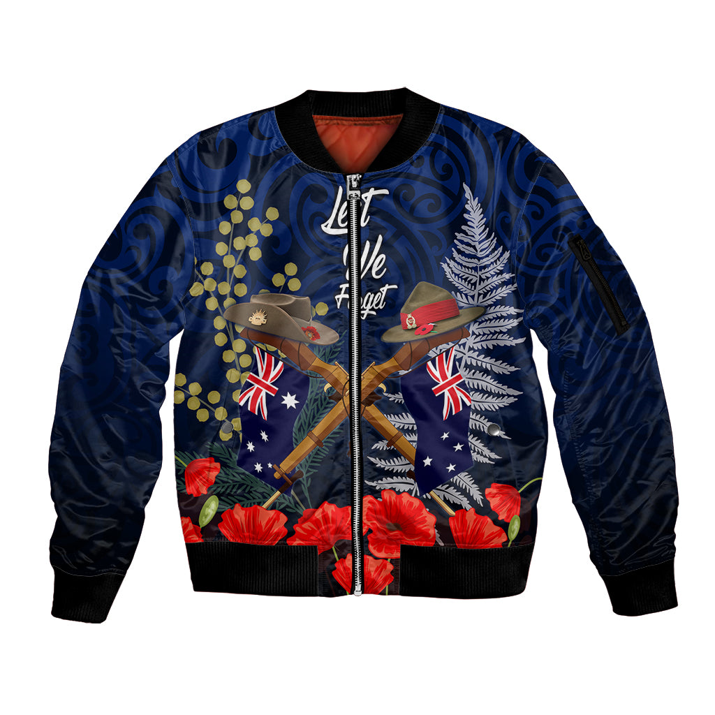 Anzac Day Aussie Mix Maori In Memories Sleeve Zip Bomber Jacket