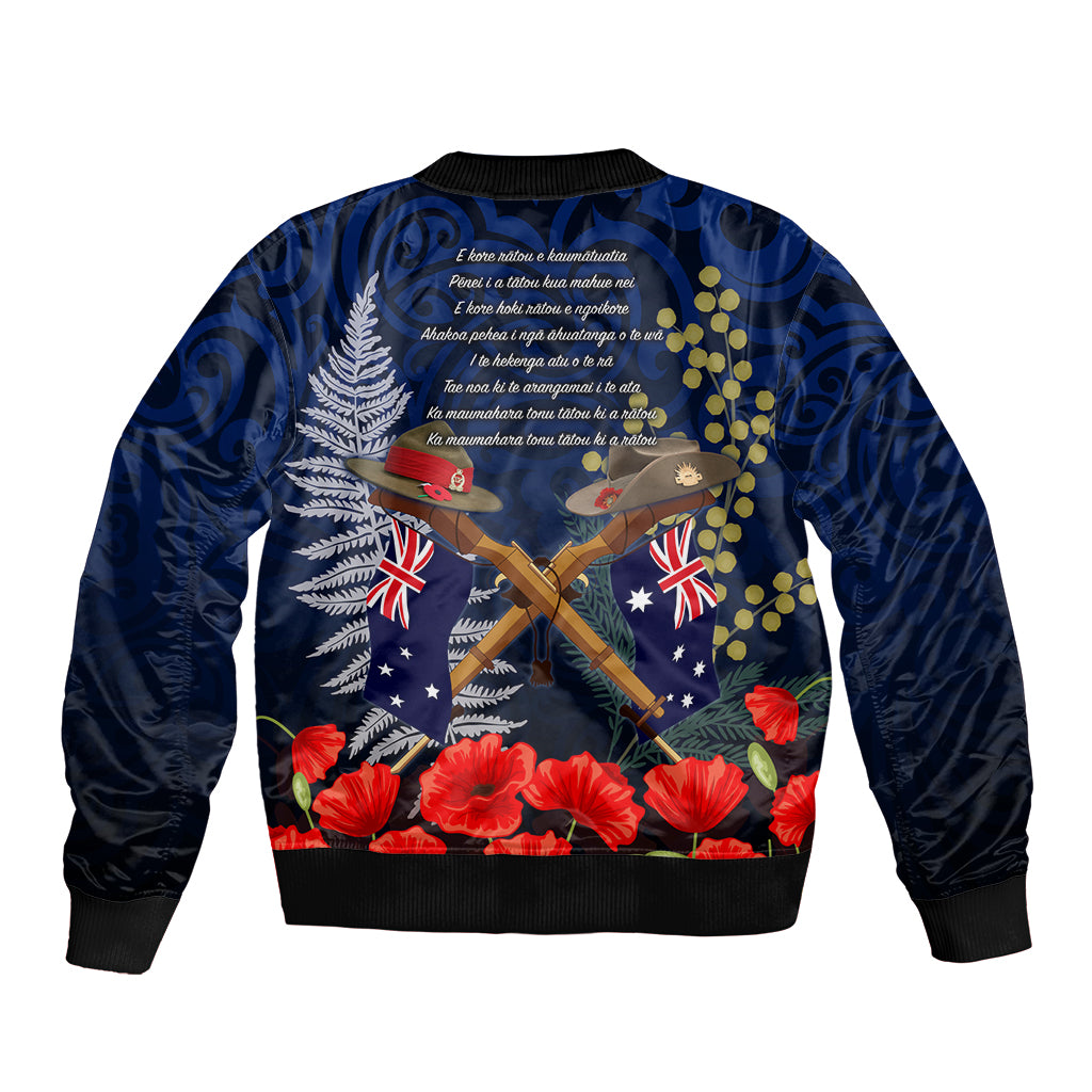 Anzac Day Aussie Mix Maori In Memories Sleeve Zip Bomber Jacket