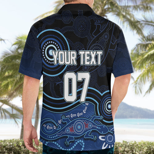 personalised-nsw-blues-rugby-indigenous-hawaiian-shirt-lizard-aboriginal-dot-art
