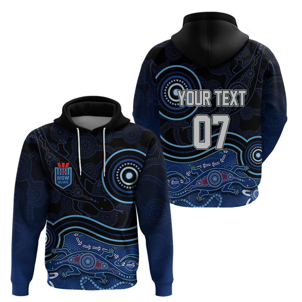personalised-nsw-blues-rugby-indigenous-hoodie-lizard-aboriginal-dot-art