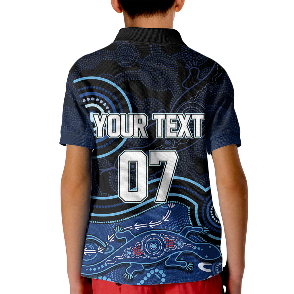 personalised-nsw-blues-rugby-indigenous-kid-polo-shirt-lizard-aboriginal-dot-art