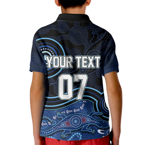 personalised-nsw-blues-rugby-indigenous-kid-polo-shirt-lizard-aboriginal-dot-art