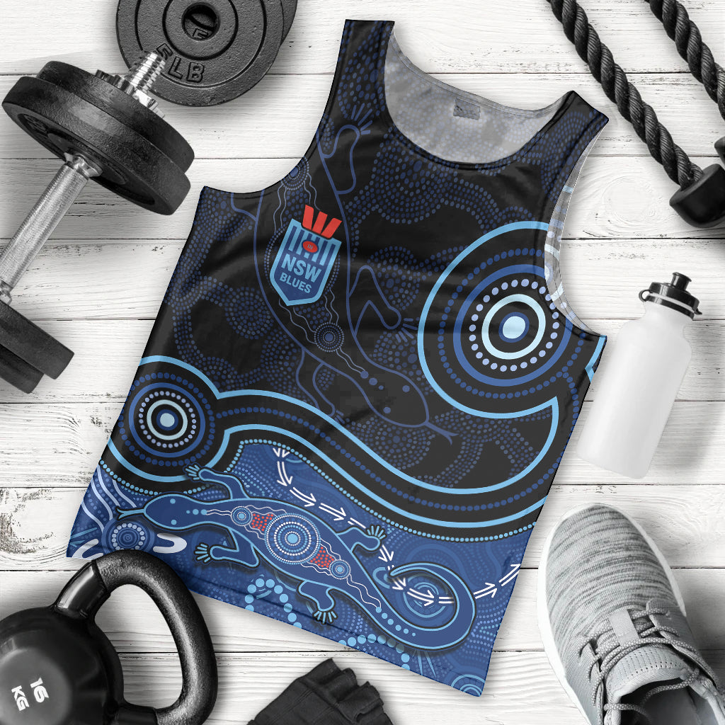 personalised-nsw-blues-rugby-indigenous-men-tank-top-lizard-aboriginal-dot-art