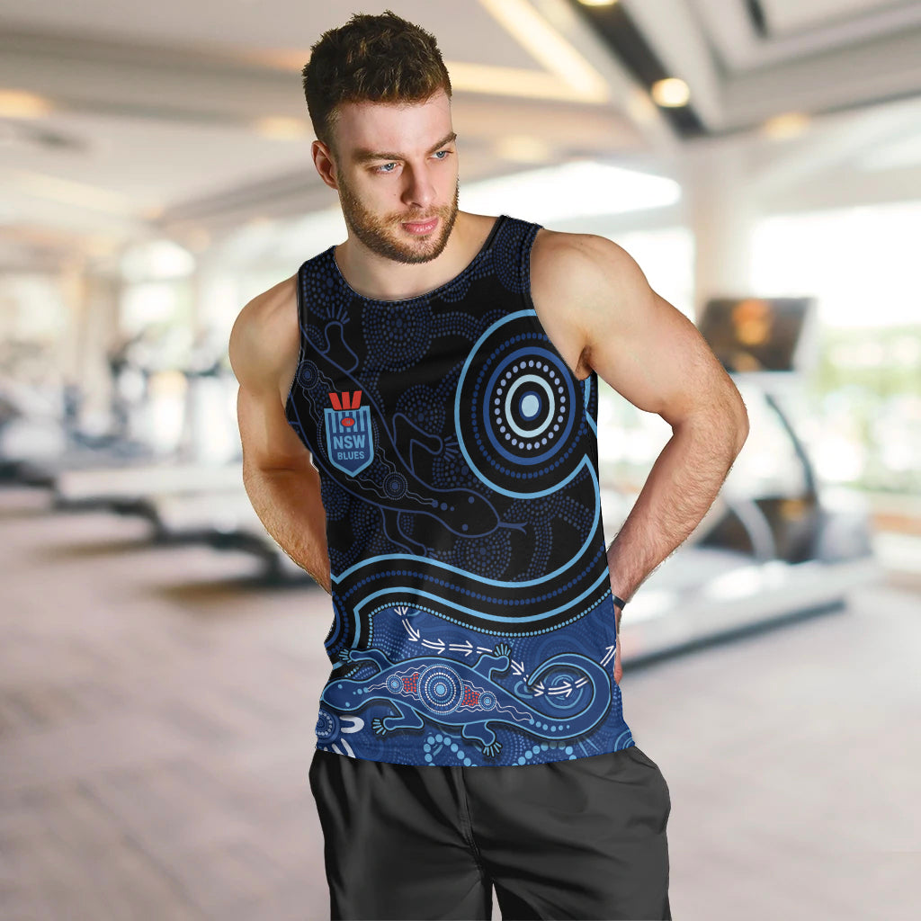personalised-nsw-blues-rugby-indigenous-men-tank-top-lizard-aboriginal-dot-art