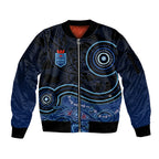 personalised-nsw-blues-rugby-indigenous-sleeve-zip-bomber-jacket-lizard-aboriginal-dot-art