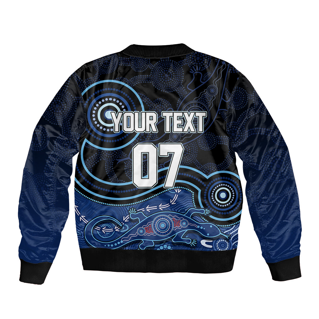 personalised-nsw-blues-rugby-indigenous-sleeve-zip-bomber-jacket-lizard-aboriginal-dot-art