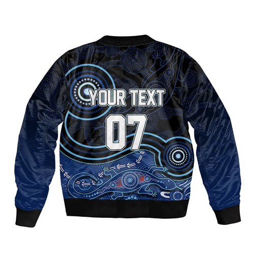 personalised-nsw-blues-rugby-indigenous-sleeve-zip-bomber-jacket-lizard-aboriginal-dot-art