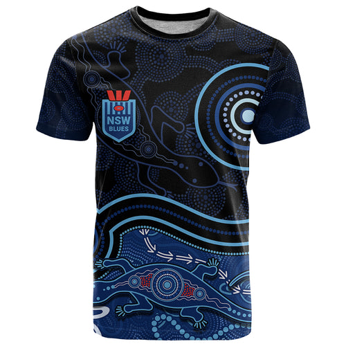 personalised-nsw-blues-rugby-indigenous-t-shirt-lizard-aboriginal-dot-art