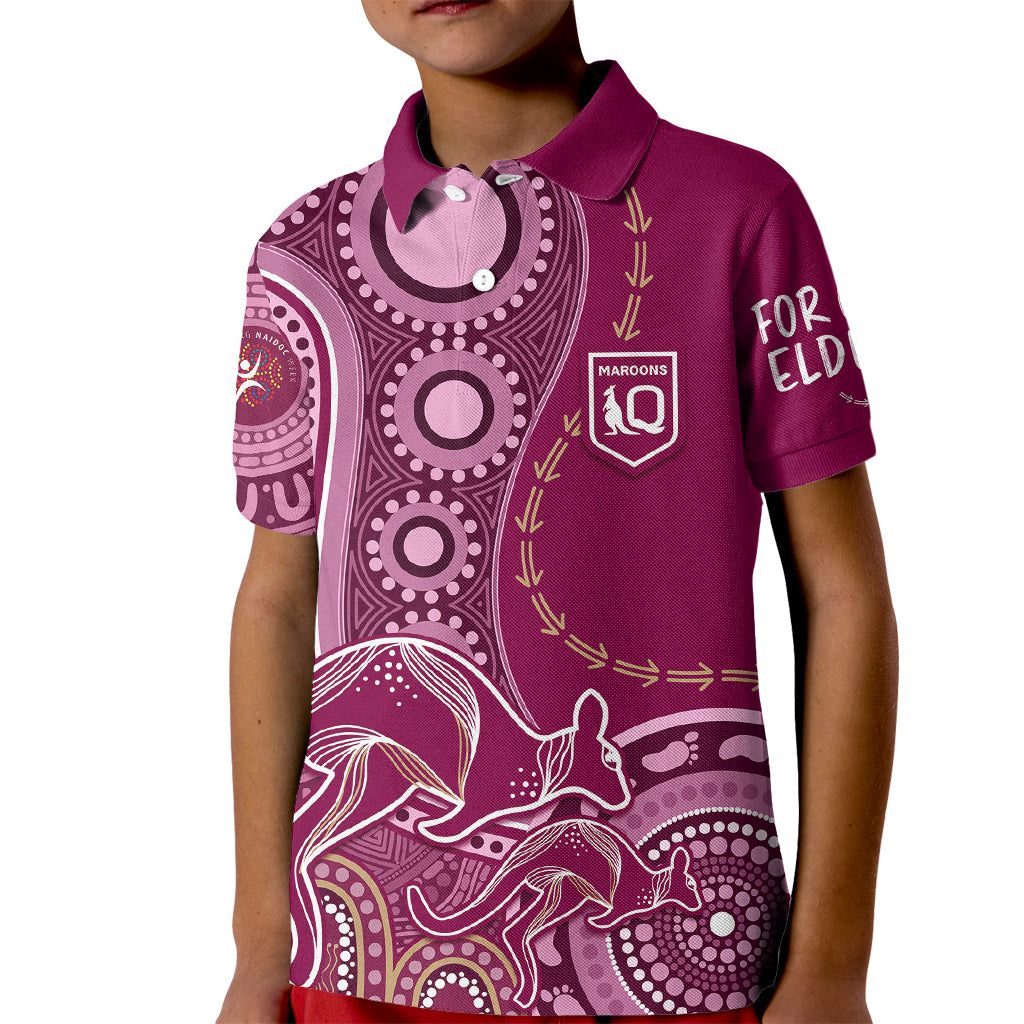 personalised-state-of-origin-naidoc-2023-kid-polo-shirt-kangaroo-mix-vines-maroons-style