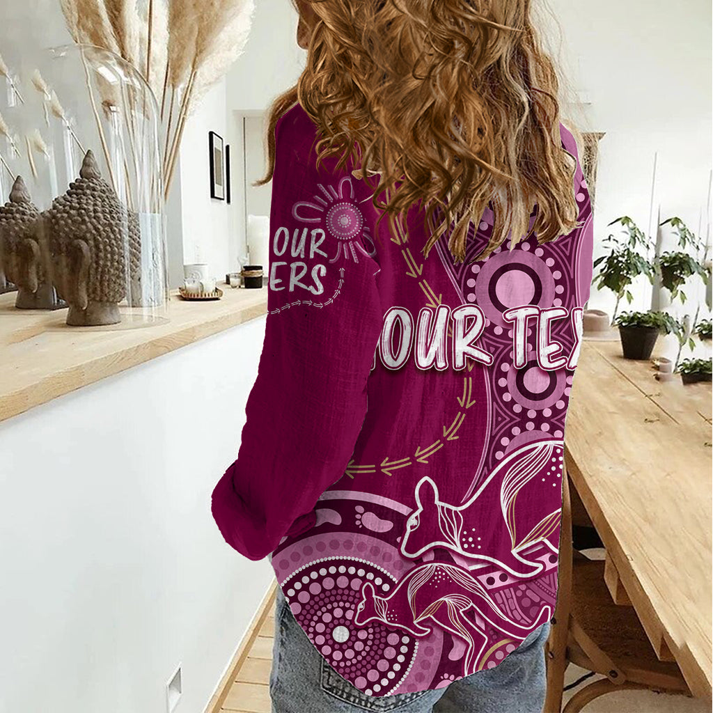 Personalised State Of Origin NAIDOC 2023 Women Casual Shirt Kangaroo Mix Vines - Maroons Style LT7