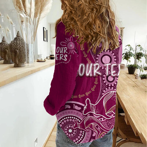 Personalised State Of Origin NAIDOC 2023 Women Casual Shirt Kangaroo Mix Vines - Maroons Style LT7