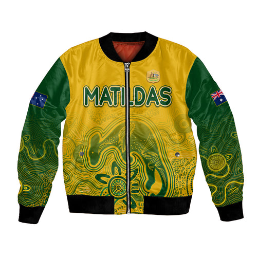 personalised-australia-soccer-indigenous-bomber-jacket-women-world-cup-2023-matildas-gradient-ver