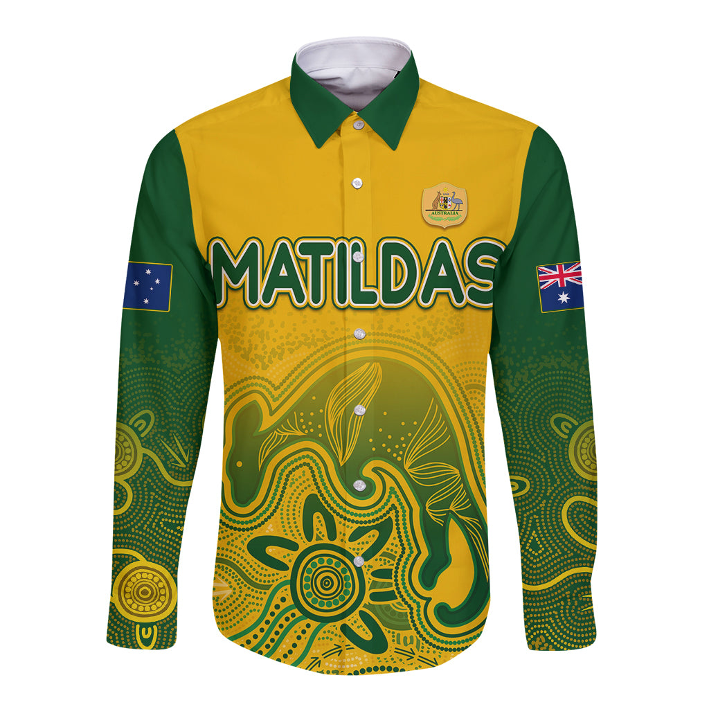 personalised-australia-soccer-indigenous-long-sleeve-button-shirt-women-world-cup-2023-matildas-gradient-ver