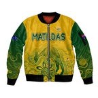 personalised-australia-soccer-indigenous-sleeve-zip-bomber-jacket-women-world-cup-2023-matildas-gradient-ver