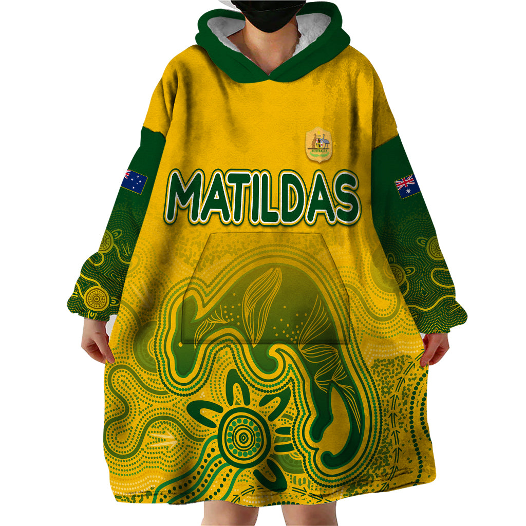 personalised-australia-soccer-indigenous-wearable-blanket-hoodie-women-world-cup-2023-matildas-gradient-ver
