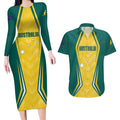 Australia 2024 Olympics Custom Couples Matching Long Sleeve Bodycon Dress and Hawaiian Shirt Rise of the Roos