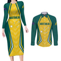 Australia 2024 Olympics Custom Couples Matching Long Sleeve Bodycon Dress and Long Sleeve Button Shirt Rise of the Roos