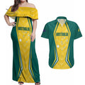 Australia 2024 Olympics Custom Couples Matching Off Shoulder Maxi Dress and Hawaiian Shirt Rise of the Roos