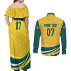 Australia 2024 Olympics Custom Couples Matching Off Shoulder Maxi Dress and Long Sleeve Button Shirt Rise of the Roos