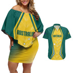 Australia 2024 Olympics Custom Couples Matching Off Shoulder Short Dress and Hawaiian Shirt Rise of the Roos