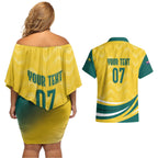 Australia 2024 Olympics Custom Couples Matching Off Shoulder Short Dress and Hawaiian Shirt Rise of the Roos