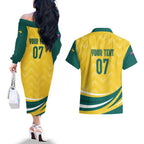 Australia 2024 Olympics Custom Couples Matching Off The Shoulder Long Sleeve Dress and Hawaiian Shirt Rise of the Roos