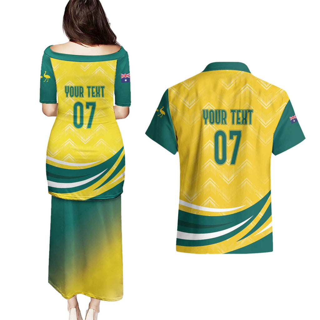 Australia 2024 Olympics Custom Couples Matching Puletasi and Hawaiian Shirt Rise of the Roos