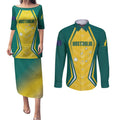 Australia 2024 Olympics Custom Couples Matching Puletasi and Long Sleeve Button Shirt Rise of the Roos
